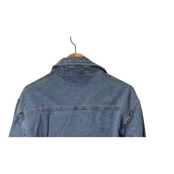 Nasty Gal Top Size US 8 Blue Denim Oversized Collared‎ Relaxed Shirt Jacket Warm - Picture 5 of 14
